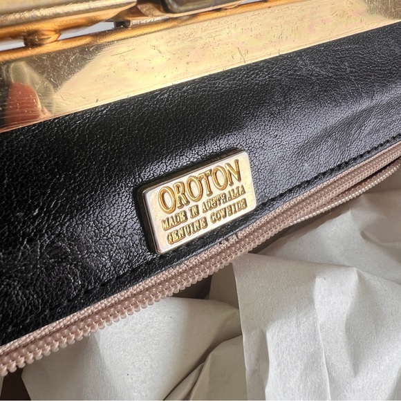 Vintage Oroton Doctors Satchel Black Leather Handbag Purse - Picture 9 of 11